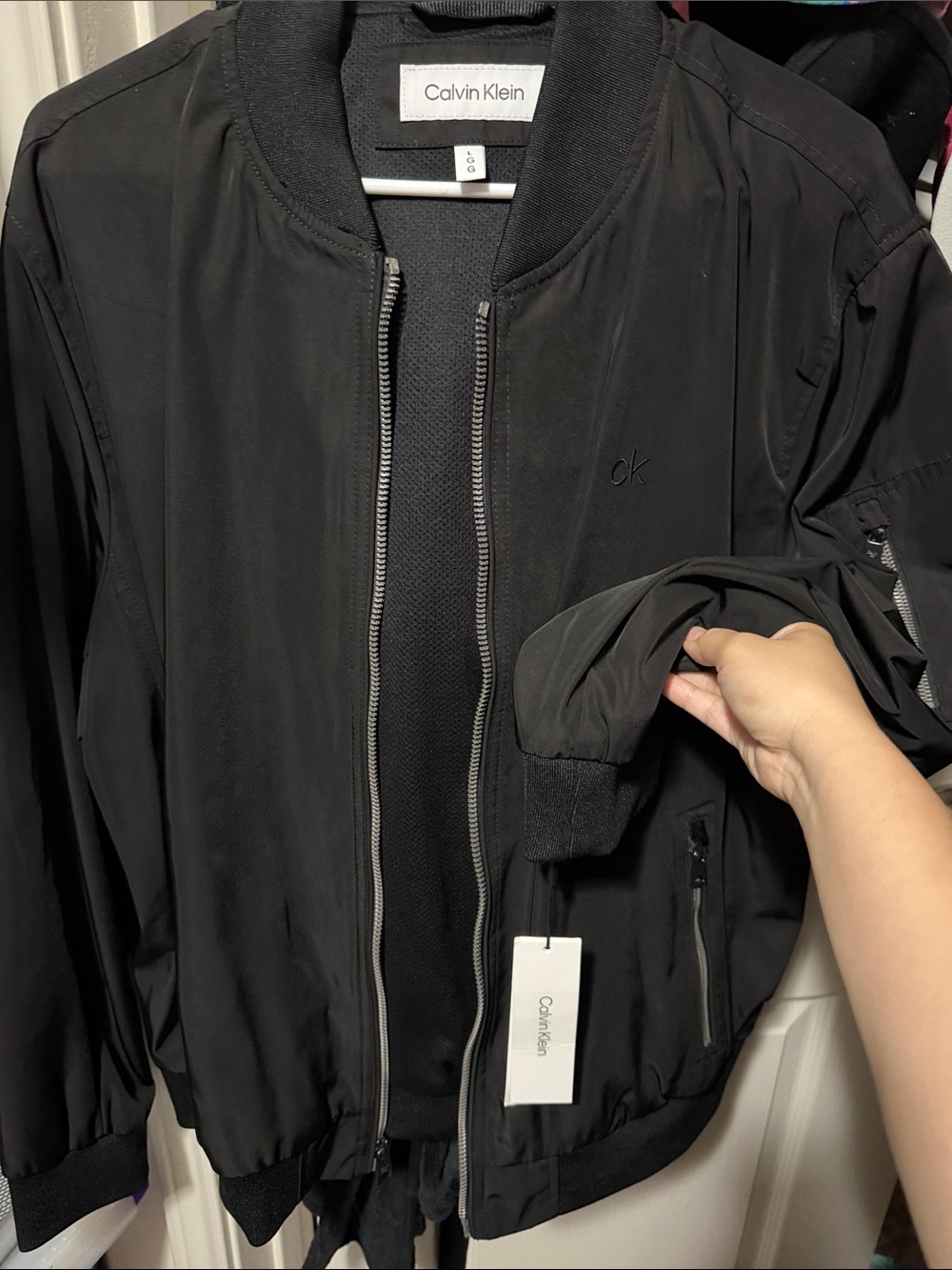 Calvin Klein Black Bomber with Subtle CK Logo